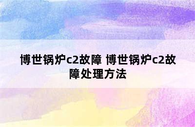 博世锅炉c2故障 博世锅炉c2故障处理方法